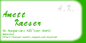 anett kacser business card